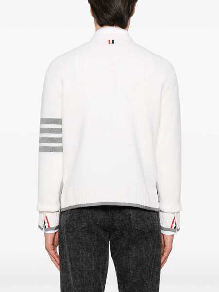 Pulovere Thom Browne Thom Browne 4-Bar Wool Cardigan WHITE Barbati (BM 18317898) 4