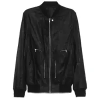 Bomber jacket Rick Owens 'Bauhaus Flight' Black Bomber Jacket With Zipped Pockets On The Front In Leather Man