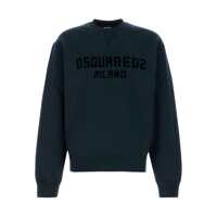 Pulovere DSQUARED2 Navy Blue Cotton Crewneck Sweatshirt Barbati
