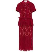 Rochii BURGUNDY LACE PEPLUM MIDI DRESS Femei