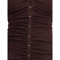 Rochii BROWN GATHERED VISCOSE KNIT MIDI DRESS Femei