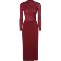 Rochii BURGUNDY CUT OUT RIB KNIT MIDI DRESS Femei