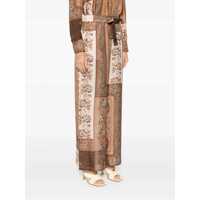 Pantaloni casual ZIMMERMANN Dama - Pantaloni casual ZIMMERMANN Lucky Brown Pants With Elastic Drawstring Waist And All-Over Floral Print In Silk Woman BROWN Femei (BM 18321993) - B-mall.ro
