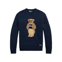Pulovere Blue Sweater With Logo Embroidery On The Front And Logo Lettering On The Front In Cotton And Linen Blend Man Barbati