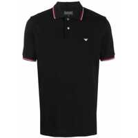 Tricouri Polo Black Polo Shirt With Classic Collar And Logo Embroidery On The Front In Cotton Stretch Man Barbati