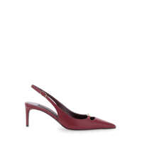 Pantofi cu toc Bordeaux Slingback Pumps With Medium Stiletto Heel And Logo Plaque On The Front In Patent Leather Woman Femei