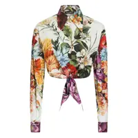 Camasi Multicolor Cropped Shirt With Tie Closure On The Front And All-Over Floral Print In Cotton Woman Femei