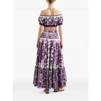 Topuri Dolce & Gabbana Dama - Topuri Dolce & Gabbana Violet Off-Shoulder Cropped Top With All-Over Floral Print In Cotton Woman Purple Femei (BM 18323613) - B-mall.ro