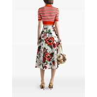 Fuste Dolce & Gabbana Dama - Fuste Dolce & Gabbana Multicolor Midi Skirt With All-Over Floral Print And Rear Zip Closure In Cotton Woman MULTICOLOR Femei (BM 18323628) - B-mall.ro