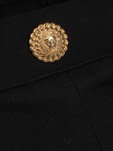 Rochii Balmain Black Dress With Pointed Collar And Logo Buttons On The Front In Wool Woman Black Femei (BM 18323697) 5