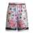 Dolce & Gabbana Multicolor Shorts With Elastic Drawstring And All-Over Print In Linen Man BLUE