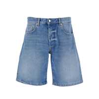 Pantaloni Light Blue Bermuda Pants With Wide Leg And Logo Patch On The Rear In Denim Man Barbati