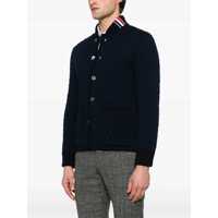 Geci Thom Browne pentru Barbati - Geci Thom Browne Blue Quilted Jacket With Bomber Collar And Logo Embroidery On The Collar In Wool Man BLUE Barbati (BM 18324483) - B-mall.ro