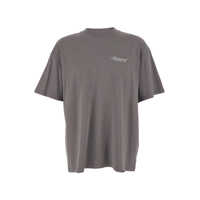 Tricouri Grey Crewneck T-Shirt With Logo Lettering On The Front And Maxi Logo Print On The Rear In Cotton Man Barbati
