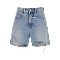 Pantaloni casual Light Blue Bermuda Pants With Wide Leg And Logo Patch On The Rear In Denim Woman Femei