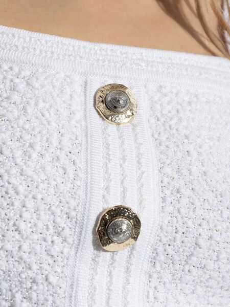 Topuri Balmain Tweed crop Top BLANC Femei (BM 18325858) 5