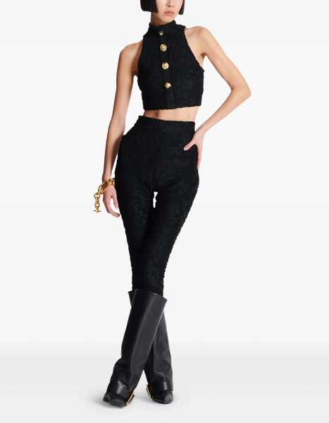 Topuri Balmain Baroque crop Top NOIR Femei (BM 18325888) 2