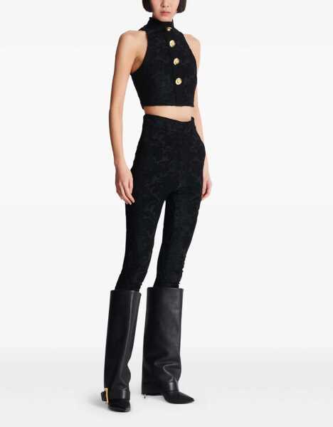 Topuri Balmain Baroque crop Top NOIR Femei (BM 18325888) 3