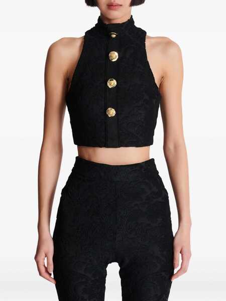 Topuri Balmain Baroque crop Top NOIR Femei (BM 18325888) 5