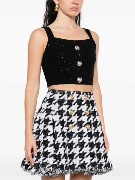 Topuri Balmain Tweed crop Top NOIR Femei (BM 18325936) 3