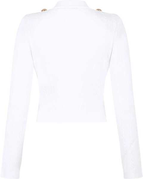 Cardigane Balmain Ribbed and braided Cardigan BLANC Femei (BM 18325945) 2