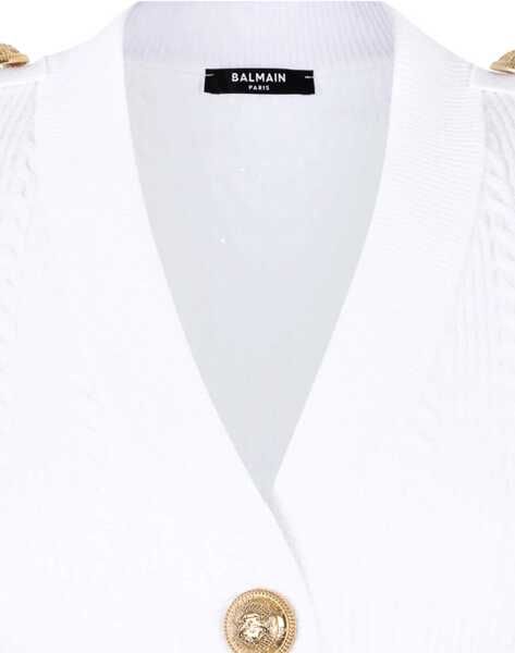 Cardigane Balmain Ribbed and braided Cardigan BLANC Femei (BM 18325945) 3