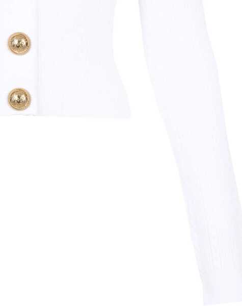 Cardigane Balmain Ribbed and braided Cardigan BLANC Femei (BM 18325945) 4