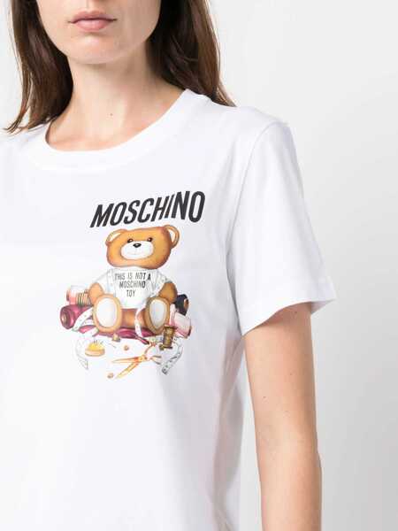 Tricouri Moschino T-Shirt Too Much Irony WHITE Femei (BM 18326080) 5