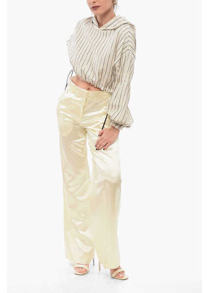 Bluze THE MANNEI Linen Blend Hooded Top With Sequined Stripes Beige Femei (BM 18326131) 4