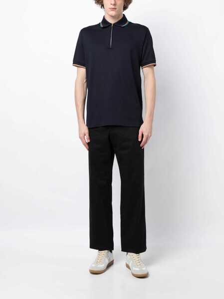 Tricouri Polo Paul Smith Cotton Polo Shirt With Zipper BLUE Barbati (BM 18326323) 2