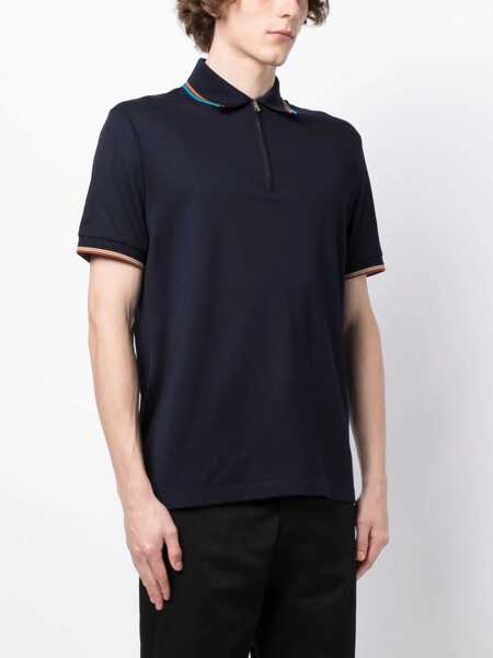 Tricouri Polo Paul Smith Cotton Polo Shirt With Zipper BLUE Barbati (BM 18326323) 3