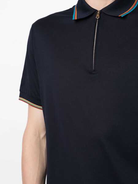 Tricouri Polo Paul Smith Cotton Polo Shirt With Zipper BLUE Barbati (BM 18326323) 5