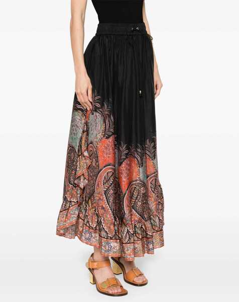 Fuste ZIMMERMANN Rhiannon Ruffle Maxi Skirt BLACK Femei (BM 18327028) 3