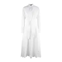 Rochii Le Sarte Pettegole Over Fit Kimono Dress With Belted Waist In White Sangallo Stretch Cotton Femei