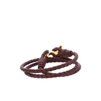 Bratari pentru Barbati - Bratari Tom Ford Bordeaux Bracelet With Intrecciato Motif In Leather And Brass Woman Red Barbati (BM 18333036) - B-mall.ro
