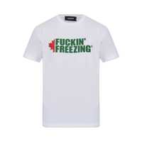 Tricouri White Crewneck T-Shirt With Print On The Front And Logo Lettering On The Rear In Cotton Man Barbati