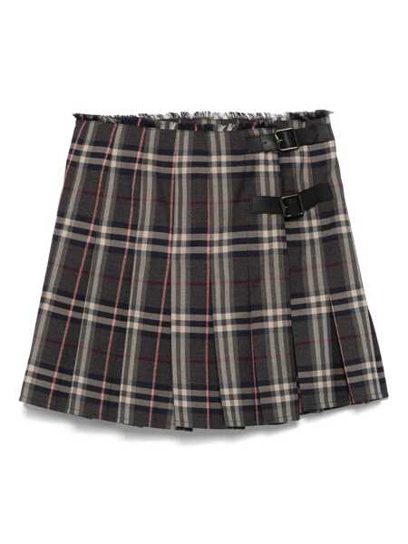 Fuste casual Burberry Check Wool mini kilt Black Femei (BM 18334581) 1