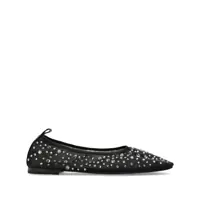 Balerini Black Ballet Flats With All-Over Crystals Application In Tech Fabric Woman Femei