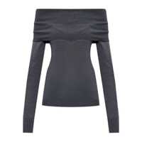 Pulovere Stella McCartney Bardot Neck Sweater In Grey Virgin Wool Femei