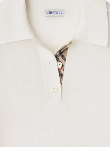 Tricouri Polo Burberry Wool Polo Shirt WHITE Femei (BM 18350791) 5
