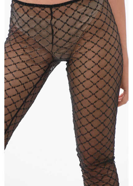 Lenjerie intima DSQUARED2 Sequine-Embroidered Mesh Collant Black Femei (BM 18350860) 3