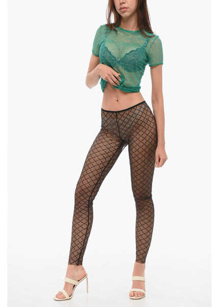 Lenjerie intima DSQUARED2 Sequine-Embroidered Mesh Collant Black Femei (BM 18350860) 4