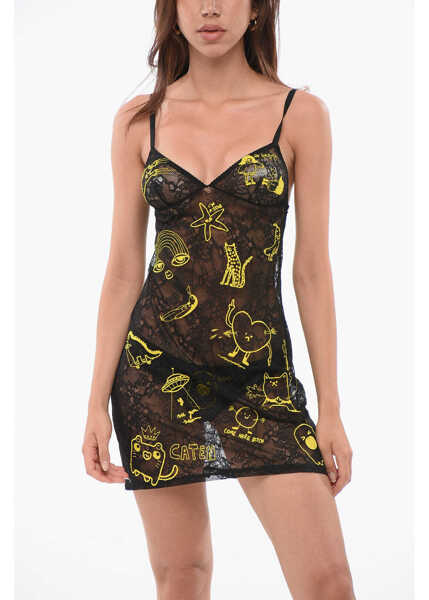 Seturi pijamale DSQUARED2 Lace Petticoat With Embroideries Black Femei (BM 18350926) 1