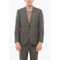 Sacouri elegante Checkered Motif Wool Single Breasted With Flap Pockets Barbati