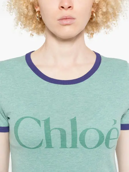 Tricouri Chloe Logo T-Shirt GREEN Femei (BM 18351031) 5