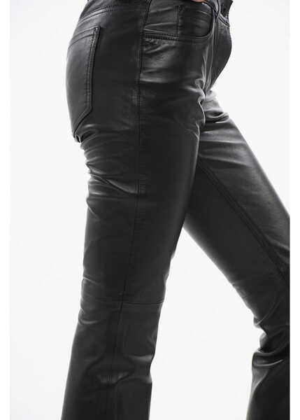 Pantaloni casual Off-White Flared Leather Trousers Black Femei (BM 18351088) 3