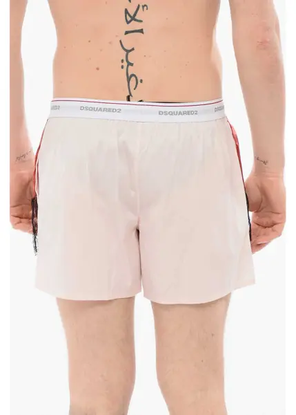 Lenjerie intima DSQUARED2 Popeline Cotton Boxer Satin Detail White Barbati (BM 18351178) 2