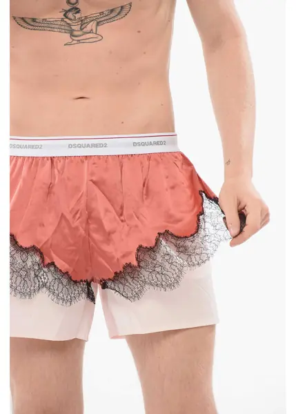 Lenjerie intima DSQUARED2 Popeline Cotton Boxer Satin Detail White Barbati (BM 18351178) 3