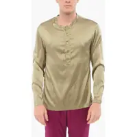 Pijamale Silk Satin Pijama Shirt With Mandarin Collar Barbati