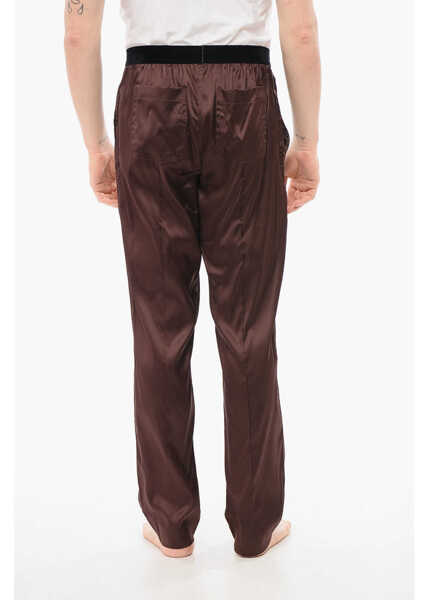 Pijamale Tom Ford Silk Satin Pijama Pants With Velour Detail Brown Barbati (BM 18351274) 2